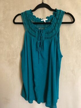 Maurices Teal Sleeveless Crochet-Yoke Camisole